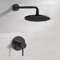 Matte Black Shower Faucet Set With 8